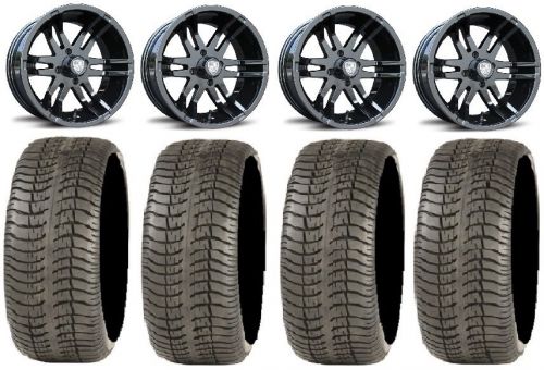Fairway alloys flex black golf wheels 12&#034; 205x30-12 tires ez-go &amp; club car