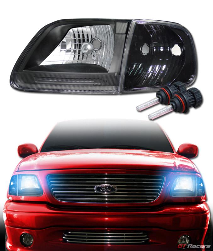 8000k hid bi-xenon black head lights+signal corner k2 97-03 ford f150 expedition