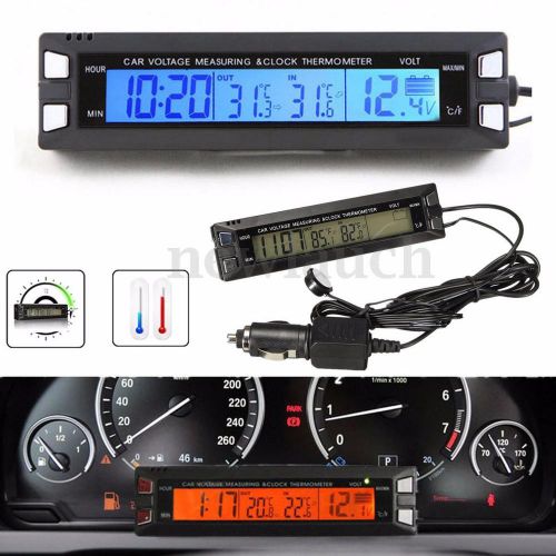 Car auto digital led in/out c/f clock thermometer voltage meter battery monitor