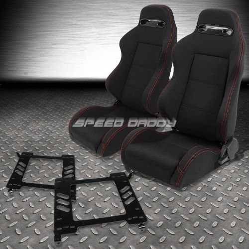 2x type-r black canvas bucket racing seat+slider+bracket for 90-99 mr2/mr-2 sw20