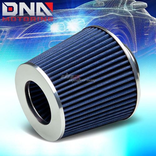 3&#034; cold/short ram blue air intake dry cone cotton gauze rubber filter+clamp