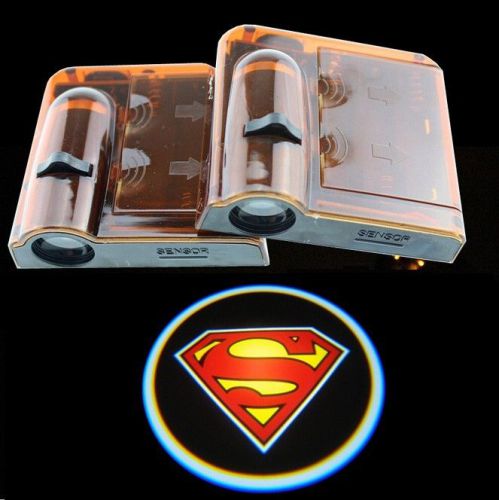 2pcs 3d superman lamp car door magnetic led projection welcome logo shadow light