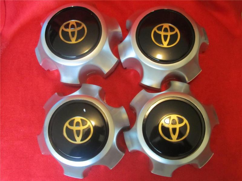 New 1990-1998 toyota land cruiser center alloy wheel hub caps black set