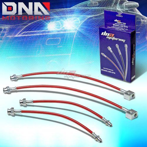 For 96-00 honda civic em1/ej red stainless steel+hose braided brake line/cable