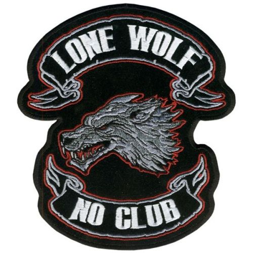 Embroidered motorcycle patches-good sports xl lone wolf patch 15&#034;