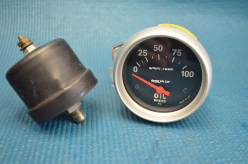 Autometer sport-comp electrical oil pressure gauge 2 5/8&#034; dia black face 3522