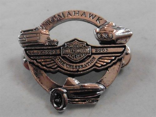 Harley davidson motorcycle tomahawk biker hat vest jacket pin made in usa 100th