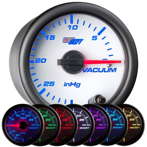 52mm glowshift white 7 color led mechanical intake vacuum gauge meter