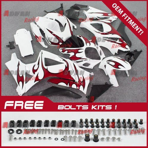 White red injection fairings bodywork kit suzuki gsxr1000 2007-2008 oem 35