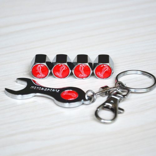 Car suv red viper cobra wrench chain tire wheel stems valve screw 4 pcs cap tyre