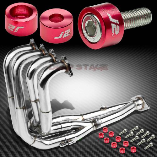 J2 for dc2 b18c exhaust manifold tri-y racing header+red washer cup bolts