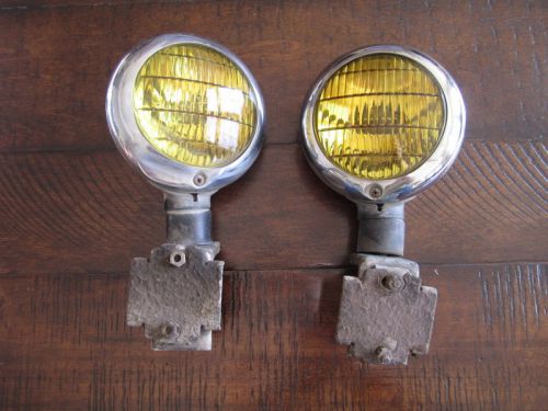 1946-1951 hall ford fog light lamp pair brackets flathead script rat rod hot