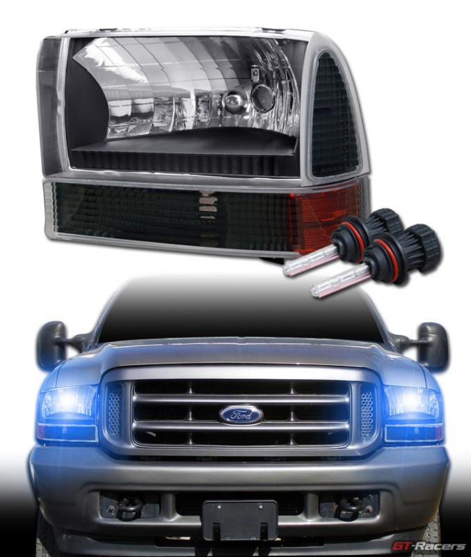 10k hid bi-xenon blk headlight+corner signal amber 1999-2004 f250 f350 excursion