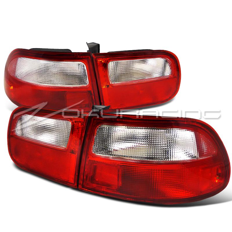 1992-1995 honda civic 3dr hatchback tail lights lamps jdm red clear