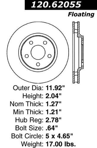 Centric 120.62055 front brake rotor/disc-premium rotor-preferred