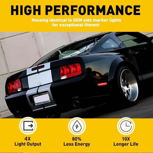 For ford mustang replace 05-09 led red lens rear side marker lights lamps