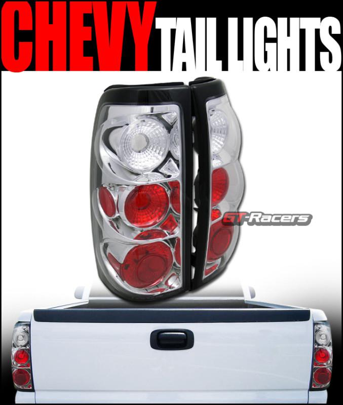 Chrome altezza tail lights rear lamp 1999-2002 silverado/gmc sierra truck cab jy