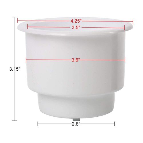 6-pack white recessed plastic cup drink can holder with drain boat pontoon auto