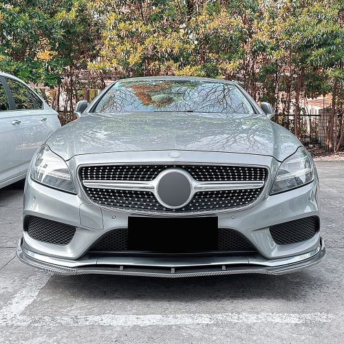 Front bumper spoiler lip carbon look for benz cls class c218 x218 cls550 14-17