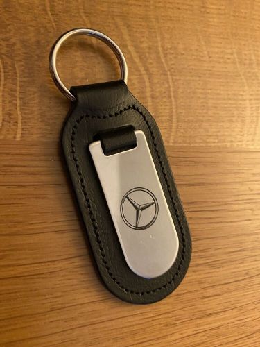 Mercedes-benz car key ring fob leather chrome