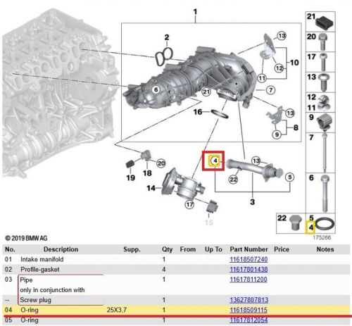 Bmw o-ring 25x3,7mm for pipe of intake system 11618509115