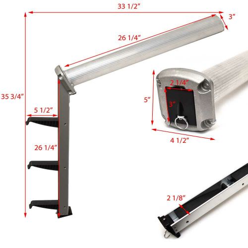 Garelick boat pull-out transom ladder 19902-23 | 3-step hidden