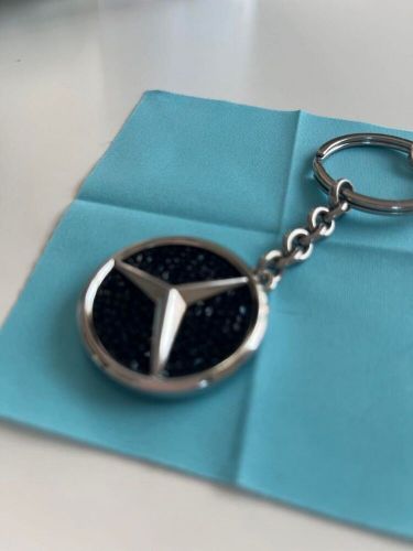 Genuine mercedes-benz x swarovski saint tropez black crystal keychain no box