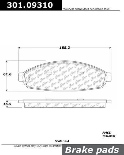 Centric 301.09310 brake pad or shoe, front-centric premium ceramic pads w/shims