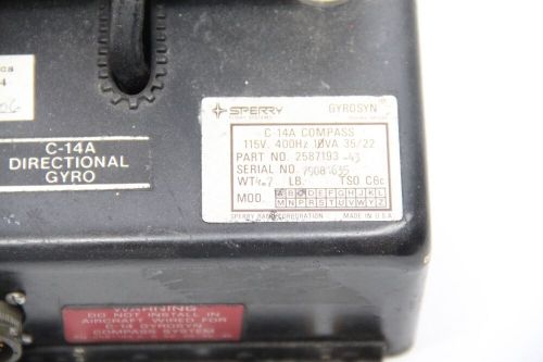 Sperry c-14a directional gyro synchronizer (115 volt), p/n: 2587193-43