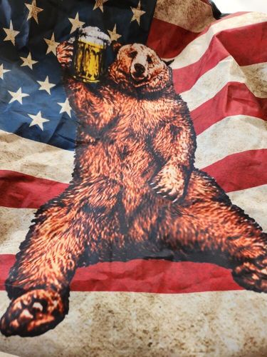 Happy campers 16in bear/beer american flag wheel protector spare tire cover