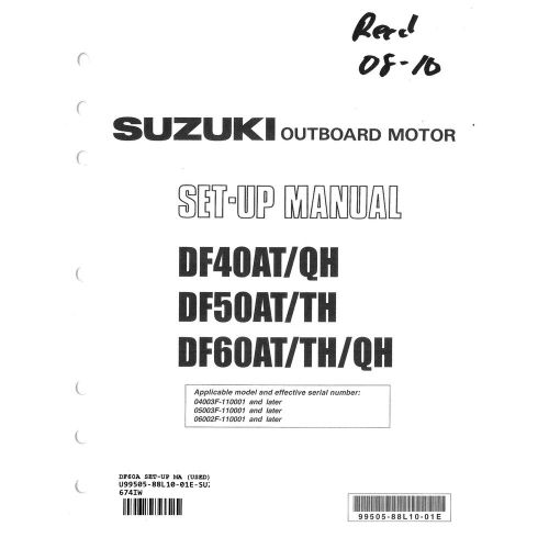 Suzuki outboard 2010 df40at/qh df50at/th df60at/th/qh set-up manual