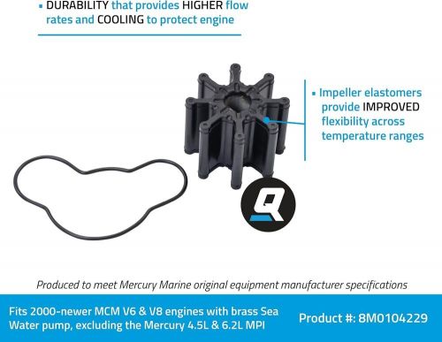 Quicksilver 8m0104229 water pump repair kit for v-6 and v-8 powered mercruiser