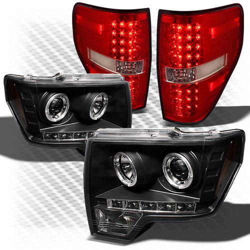 09-13 f150 black projector headlights + r/c philips-led perform tail lights set