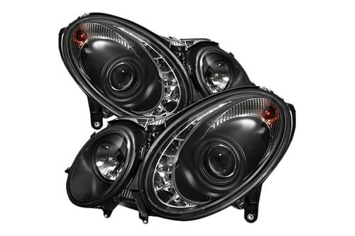 Spyder mbw21103hiddrl black clear projector headlights head light w leds drl