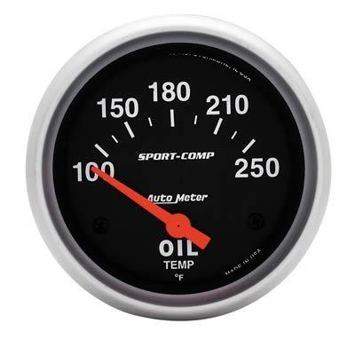 Autometer 3542 sport-comp electrical oil temperature gauge 2 5/8" dia black face