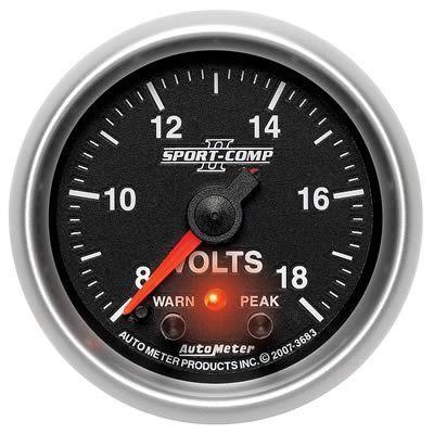 Autometer sport-comp ii pro-control electrical voltmeter gauge 2 1/16" dia 3683