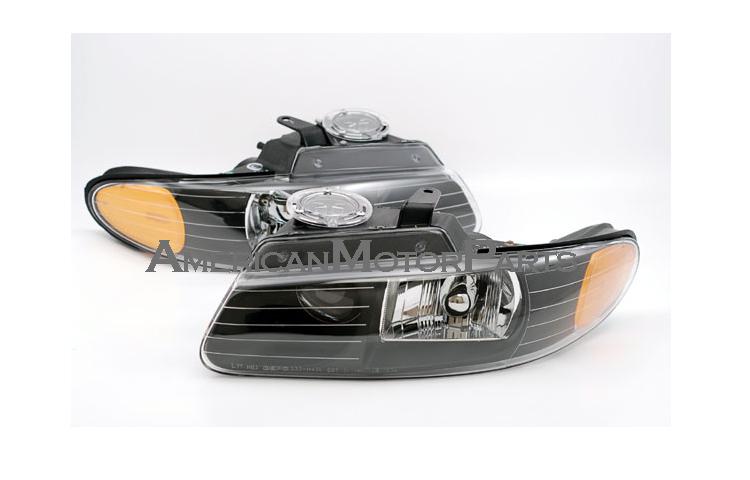 Depo pair euro black quad headlights head lamps chrysler dodge plymouth caravan