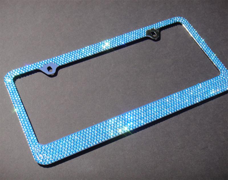 7 rows bling blue(c-type) crystal rhinestone license plate frame/caps