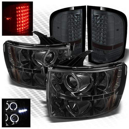 07-13 silverado smoked halo led projector headlights + led perform tail lights