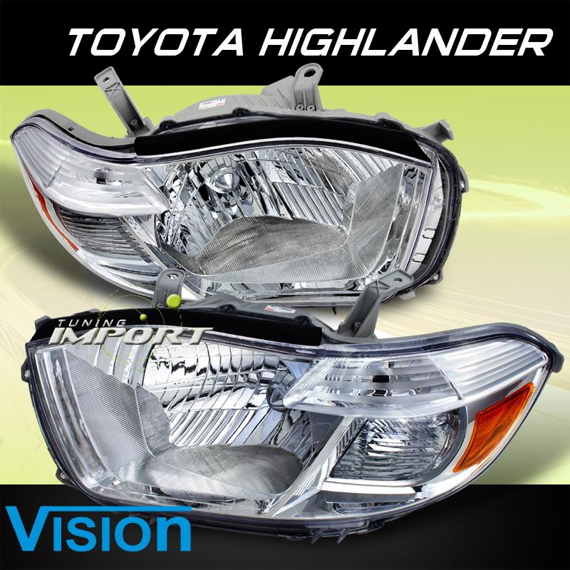 2008-10 toyota highlander base/limited euro style chrome replacement head lights