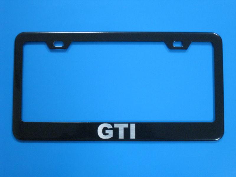 Vw "gti" rabbit golf black license frame 1pc