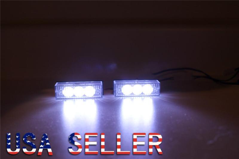 2x3 led car truck boat strobe emergency flashing light deck dash grill white