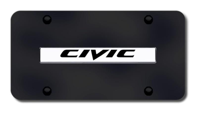 Honda civic name chrome on black license plate made in usa genuine