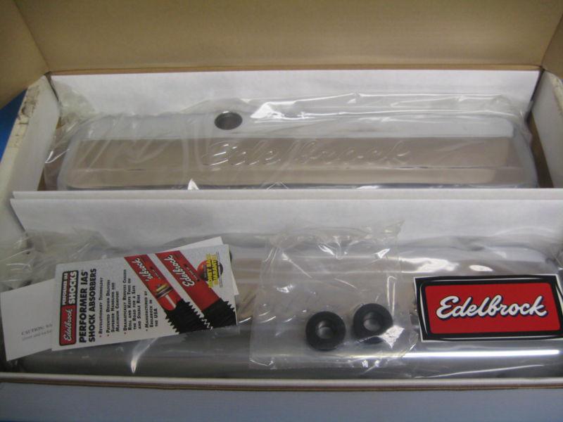 Edelbrock # 4480 engine valve cover set chevy big blocks chrome new in box  nice