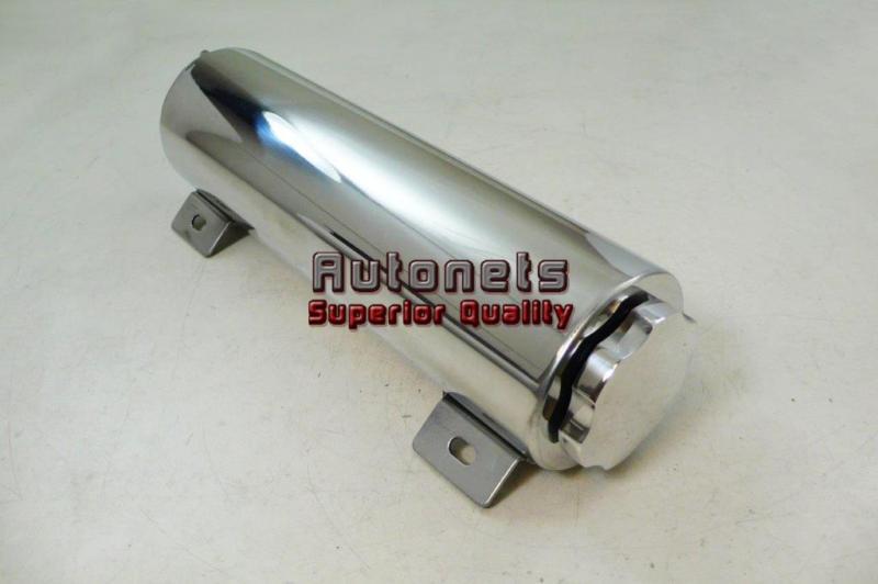 3" x 10" polished aluminum radiator overflow tank universal fit twist in cap