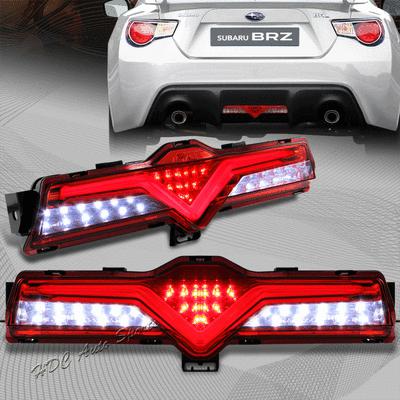 Scion fr-s subaru brz clear red lens chrome housing rear bumper led brake light