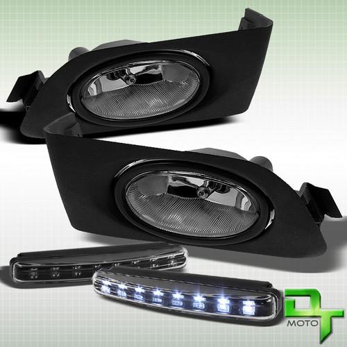 Smoked 01-03 civic 2/4 door fog lights+switch+bulbs+harness set+led bumper lamp