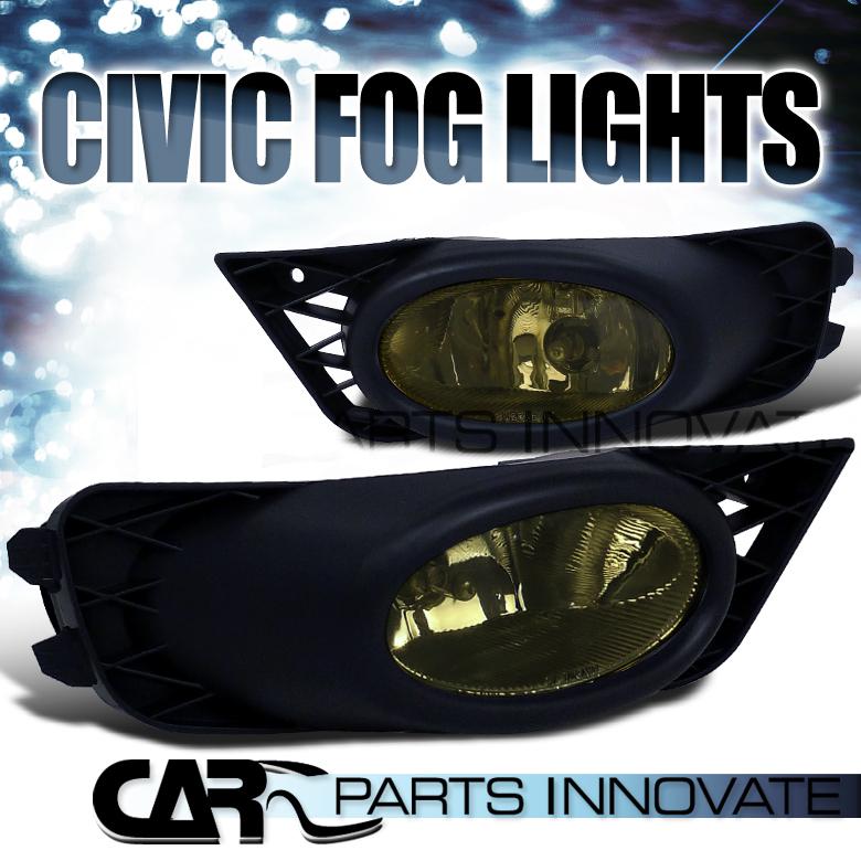 09-11 honda civic 4dr sedan smoke fog lights driving lamp+switch