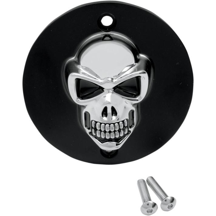 Drag specialties black/chrome 3-d skull points cover 1971-2003 harley sportster