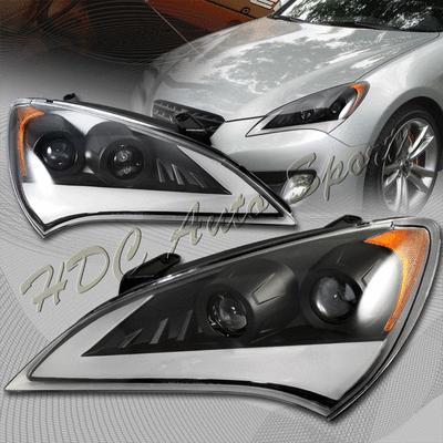 For 10-12 coupe black housing dual projector headlight lamp amber corner